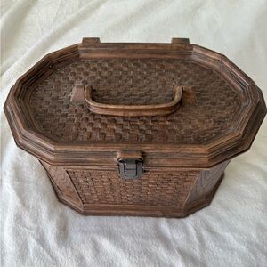 Vintage MCM large Lerner faux wood sewing box Sewing craft storage box